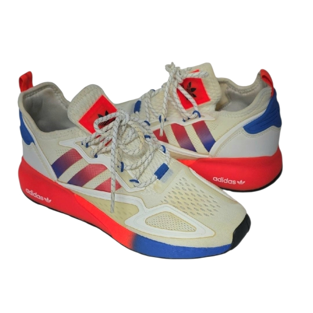 Adidas Originals ZX 2K Boost Men's Sneakers White Solar Red Purple Size 8